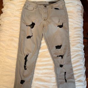 Black Orchid- Grey skinny denim w/ black Rips